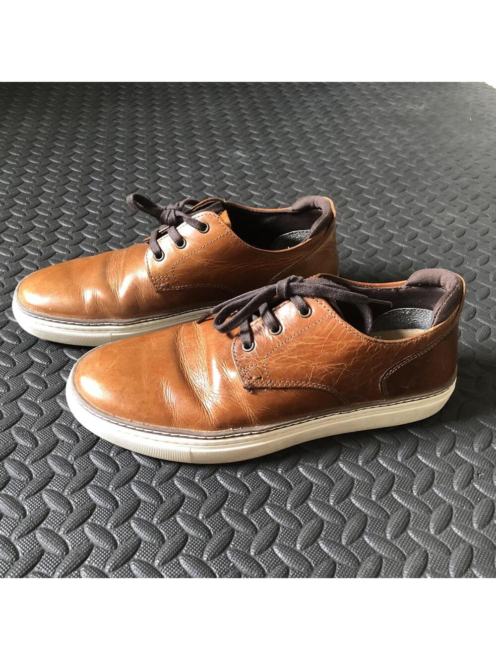 Mens Franco Fortini Cognac Leather Casual Lace-Up Shoes Size 8